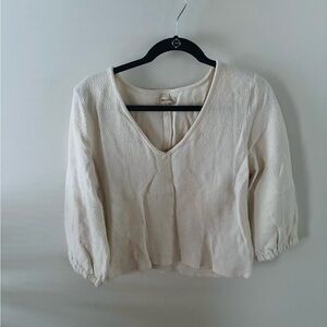 Madewell Cream Textured Blouse